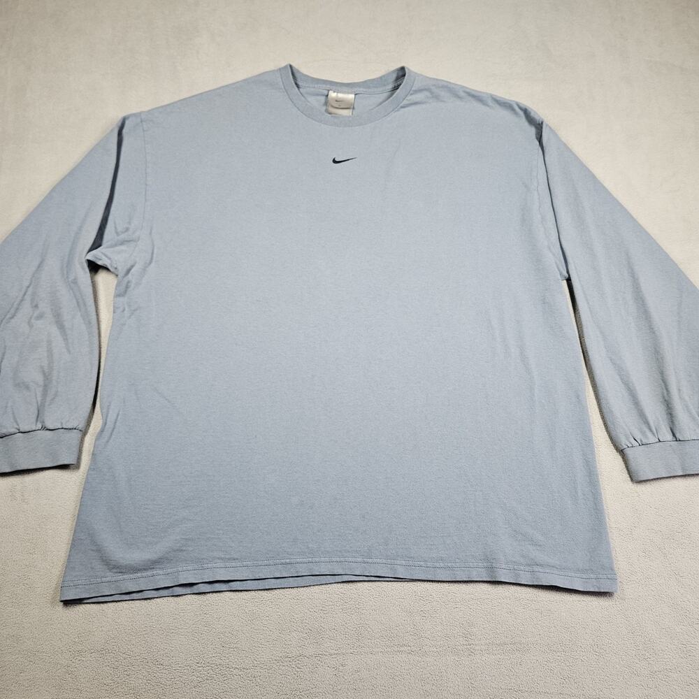 Vintage Nike Center Swoosh Long Sleeve Shirt Men’s XXL‎ Blue 90s USA Grunge Worn